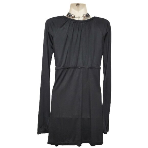 Zenana Outfitters Black Long Sleeve Rayon V Neck Tunic Top Size L - Picture 3 of 4